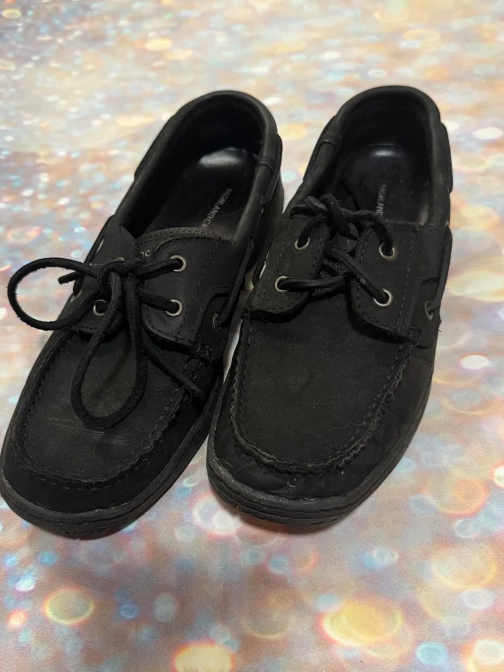 Highland Creek black  Lace-Up Moccasin Flats for Women 8m
